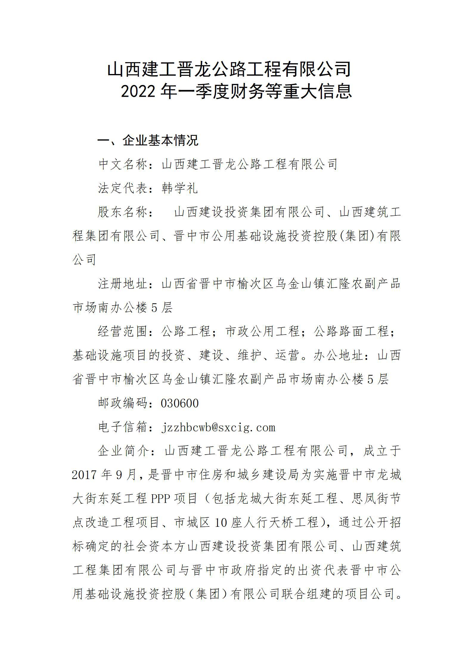 ɽ������������·�������޹�˾2022��һ���Ȳ�����ش���Ϣ