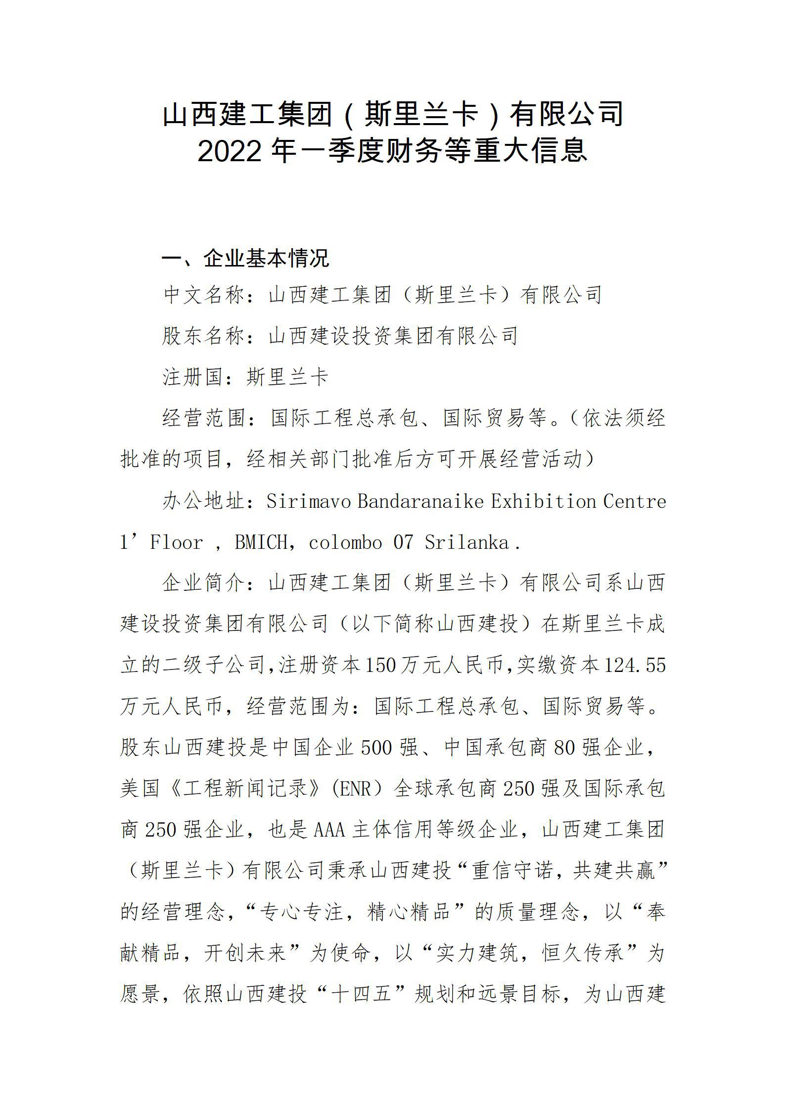 ɽ���������ţ�˹�����������޹�˾2022��һ���Ȳ�����ش���Ϣ